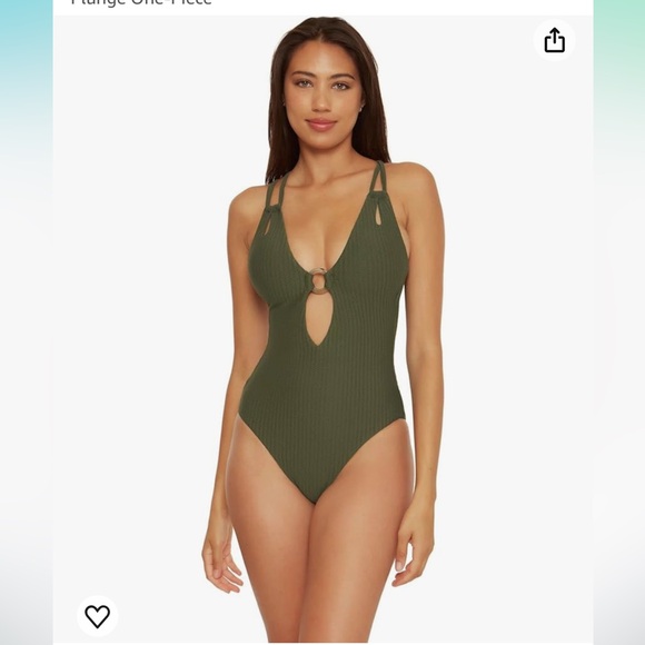 NWT Becca by Rebecca Virtue Line in The Sand Lainey Textured Rib Plunge One-Piec - Picture 4 of 12